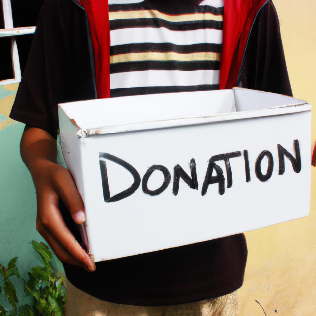Person holding donation collection box
