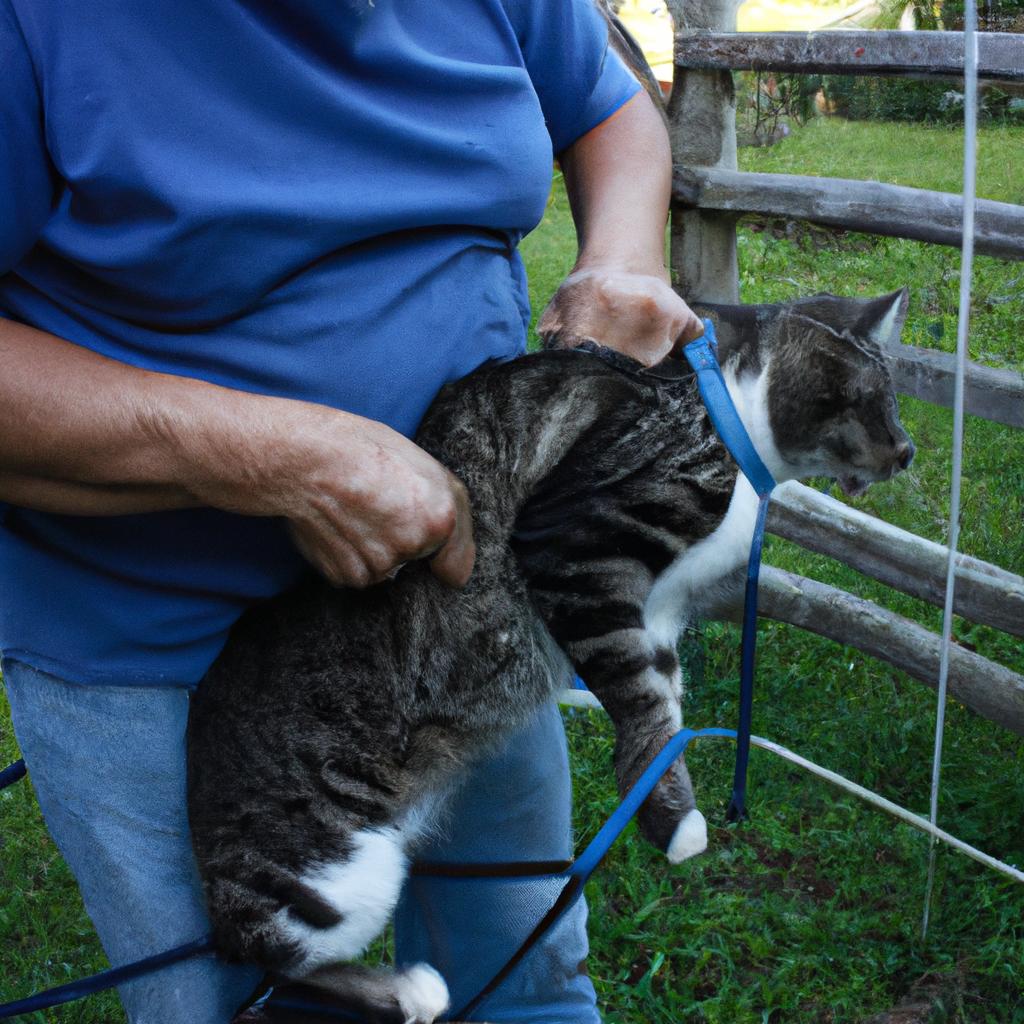 Person teaching cat rescue techniques